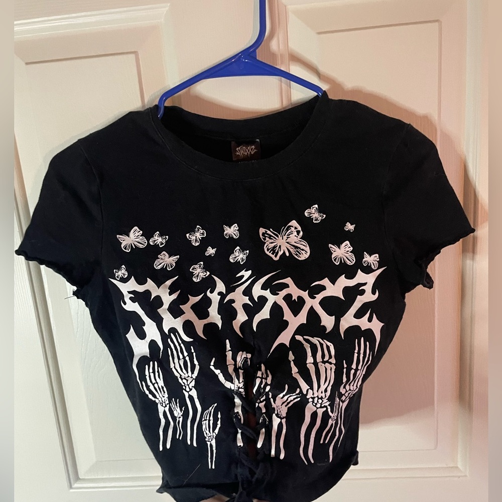 Swixxz Butterfly Ruffle Cut out Crop top